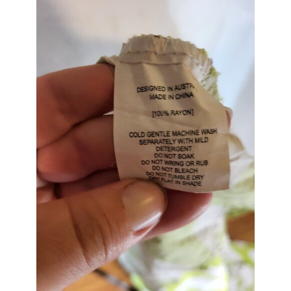 Anthropologie Abel The Label Trapeze Maxi Dress Abstract Print  Green & White XS - Picture 7 of 7